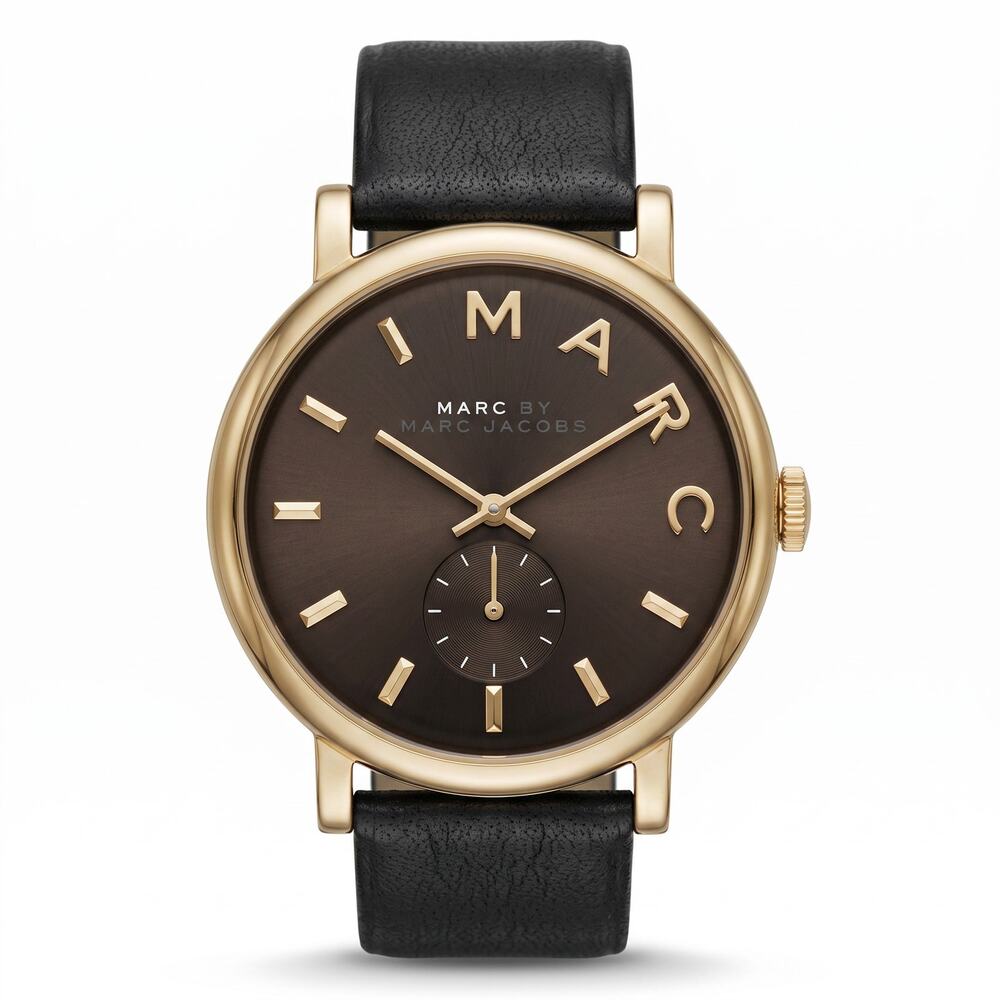 Marc by Marc Jacobs Black Gold Logo 36mm Wristwatch Dainty Luxury Designer